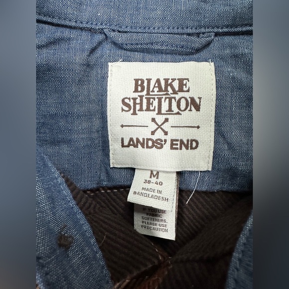 Lands End Blake Shelton Heavyweight Button Up Cotton Striped Western Size M - Picture 5 of 8
